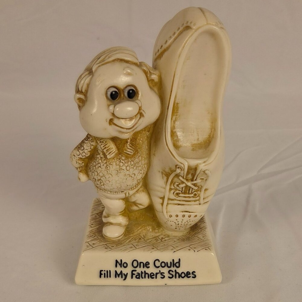 Russ Berrie Vintage 1977 “No One Could Fill My Father’s Shoes” Figurine #9245
